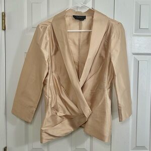 MaxMara 100% Silk Wrap Portrait Collar V-Neck Formal Party Top Size 8